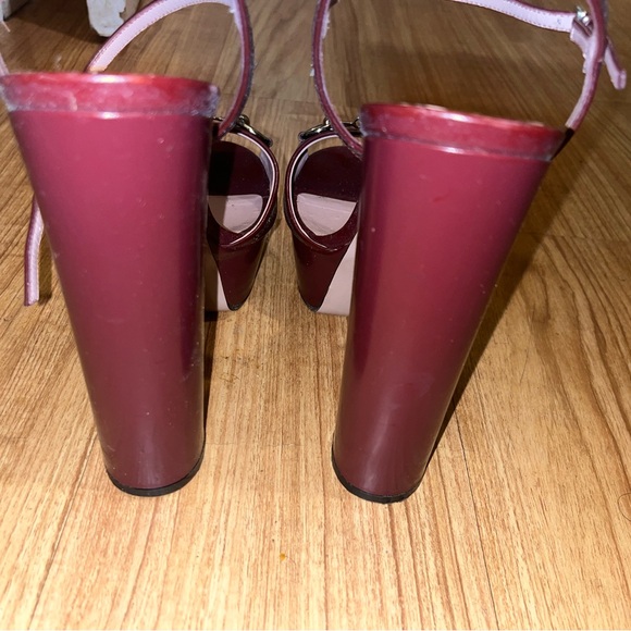 Gucci Horsebit Platform Burgundy Leather Sandals Size 39/9 - Picture 4 of 5